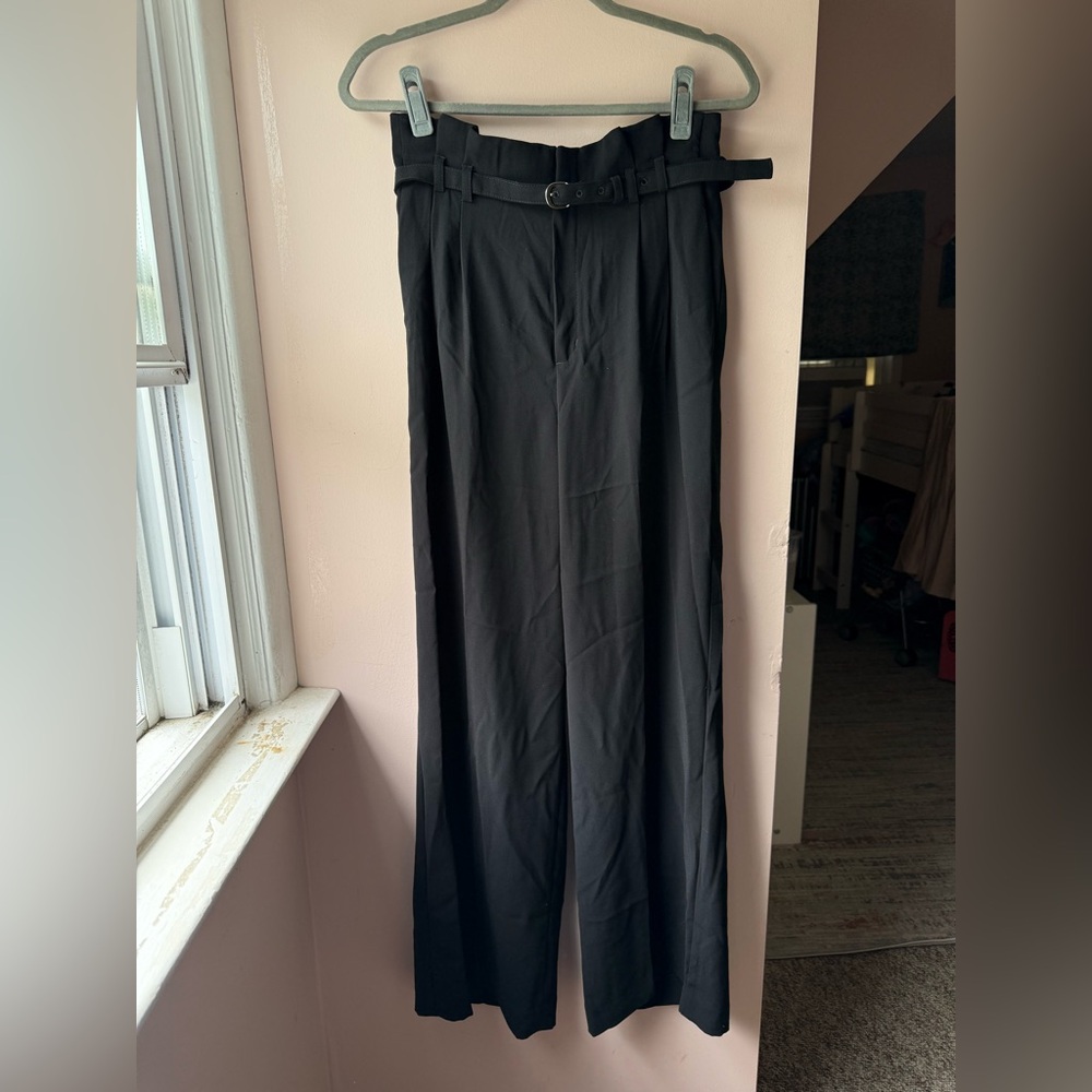 Express Black Wide Leg Pants with Belt